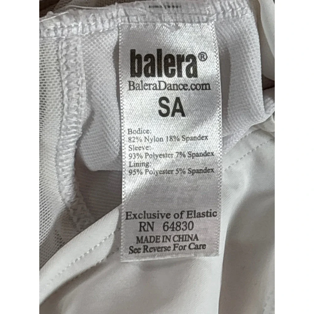 Balera Dancewear White Cross Front Mesh Long Sleeve Bodice Leotard 14812 SA